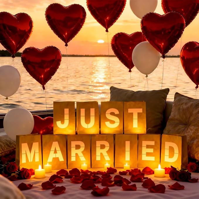 Just Married Light Up Letters Include Light up Letters with Tea