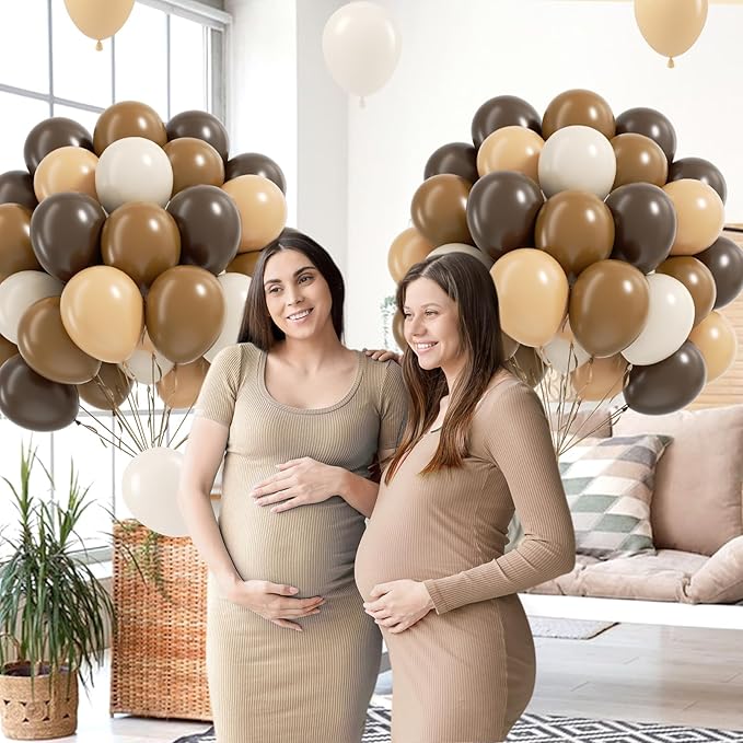 60pcs Brown Balloons 12inch with Dark Brown Coffee Nude Sand White