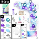 Mermaid Balloons Garland Kit 180pcs Mermaid Backdrop Mermaid Tail