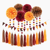 Brown Burgundy Orange Party-Decorations - 23pcs Fall Autumn