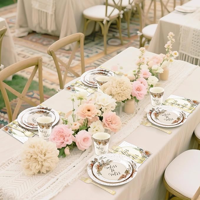 Boho Bridal Shower Decorations 168Pcs Bridal Shower Plates and