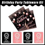 96 Pcs Rose Gold Birthday Plates and Napkins Party Supplies for