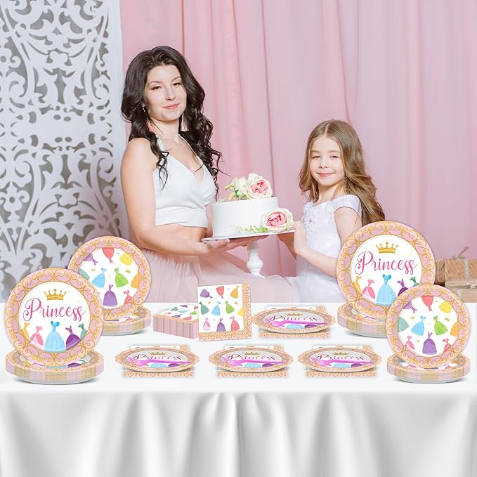 100 Pcs Princess Birthday Plates and Napkins Princess Themed Party