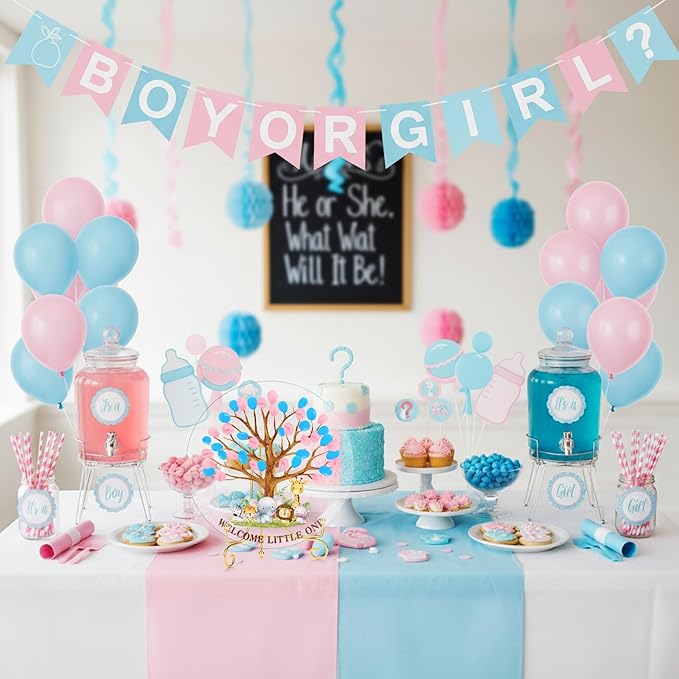 Gender Reveal Fingerprint Tree Boy or