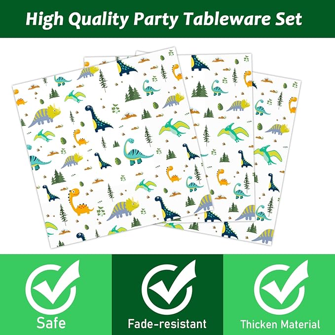 96 Pcs Dinosaur Party Plates Napkins Watercolor Dinosaur Paper