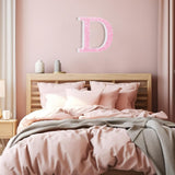 Qunclay Pink Crystal Diamond Letter Wall Decor, Glitter Wooden Bling