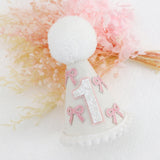 Ereniko White Pink Bow Party Hat First Birthday Hat Girl 1 Birthday