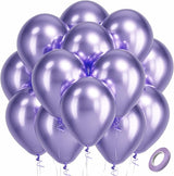 Bezente Metallic Purple Latex Party Balloons - 100 Pack 12 inch Round