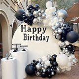 Black and Silver Balloons Garland Kit,119pcs Black White Metallic