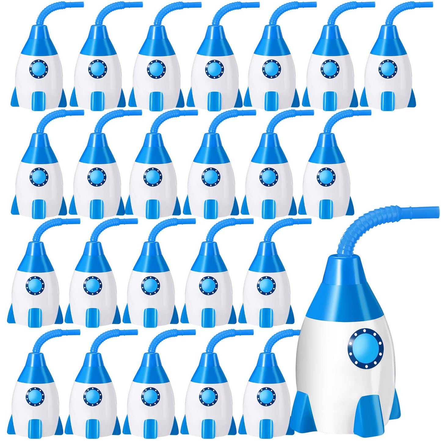 Tanlade Space Cups Bulk Plastic Rocket Shape Cups 4.3 x 3.2 inches Blu