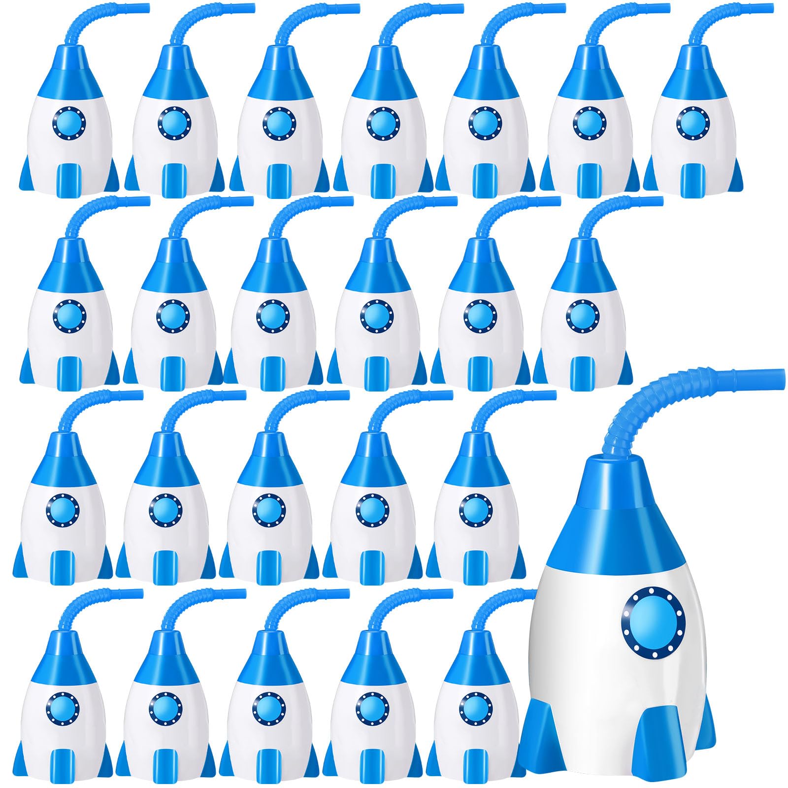 Tanlade Space Cups Bulk Plastic Rocket Shape Cups 4.3 x 3.2 inches Blu