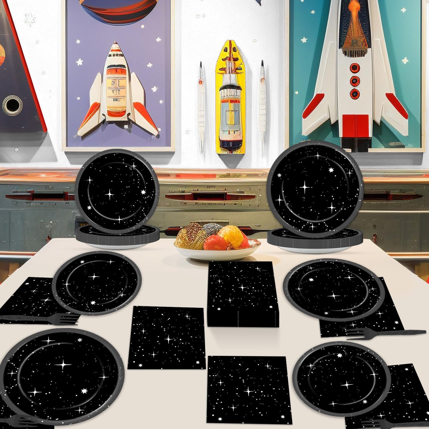 100Pcs Stars Birthday Party Decorations Galaxy Plates and