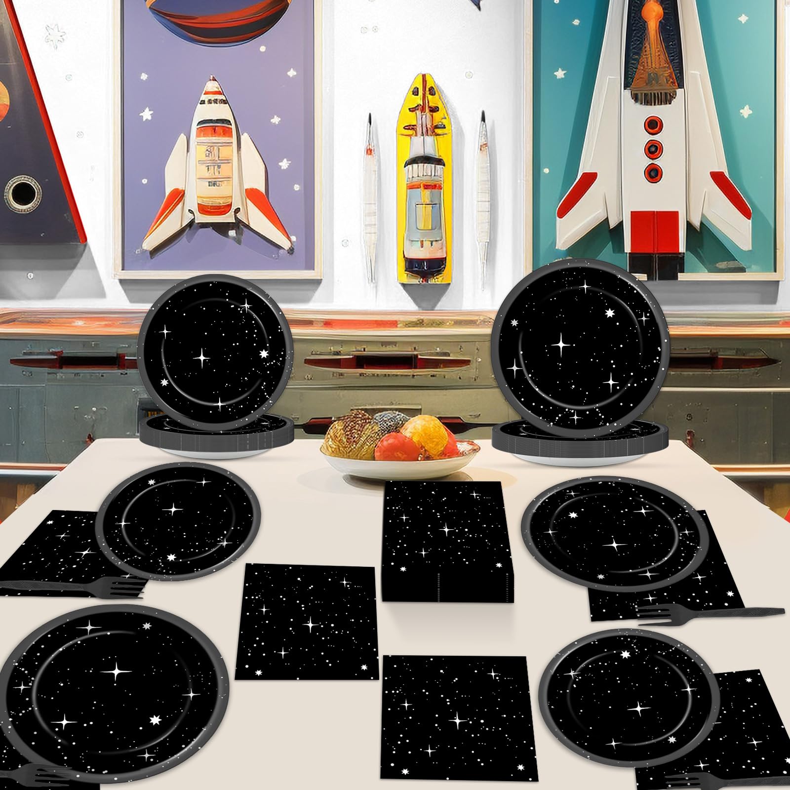 100Pcs Stars Birthday Party Decorations Galaxy Plates and
