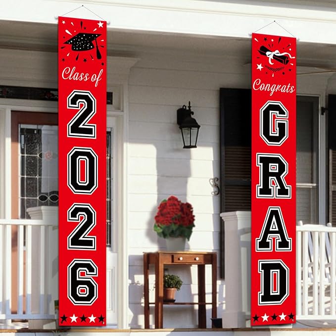 DAZONGE Graduation Decorations 2026, Red and Black Class of 2026