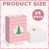 24 Pcs Pink Christmas Party Favors Gift Goodie Bags with Handles