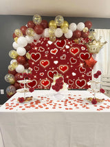 Red Heart Party Backdrop 8x6FT Valentine's Day Photography
