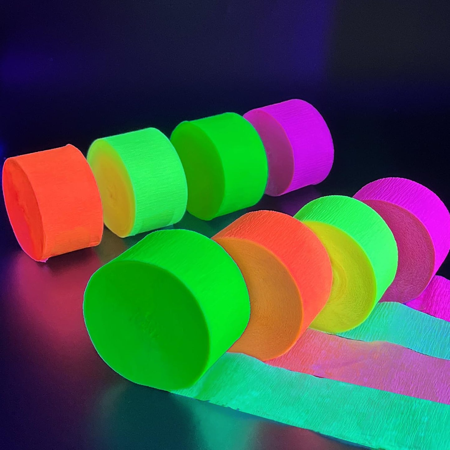 1320feet Blacklight Party Streamer Decorations 12 Rolls Glow Crepe