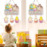 Easter Egg Bunny Home Front Door Hanger Decor 4pcs Pastel Rainbow