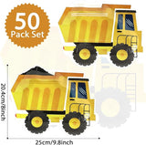 50 Pcs Construction Birthday Party Supplies Paper Plates Truck Theme