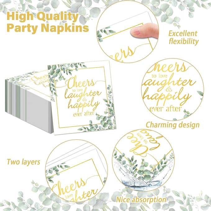 96Pcs Eucalyptus Leaves Bridal Shower Party Supplies Cheer to Love