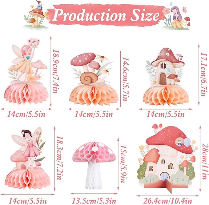 12 PCS Fairy First Birthday Decoration Fairy Centerpieces for Tables