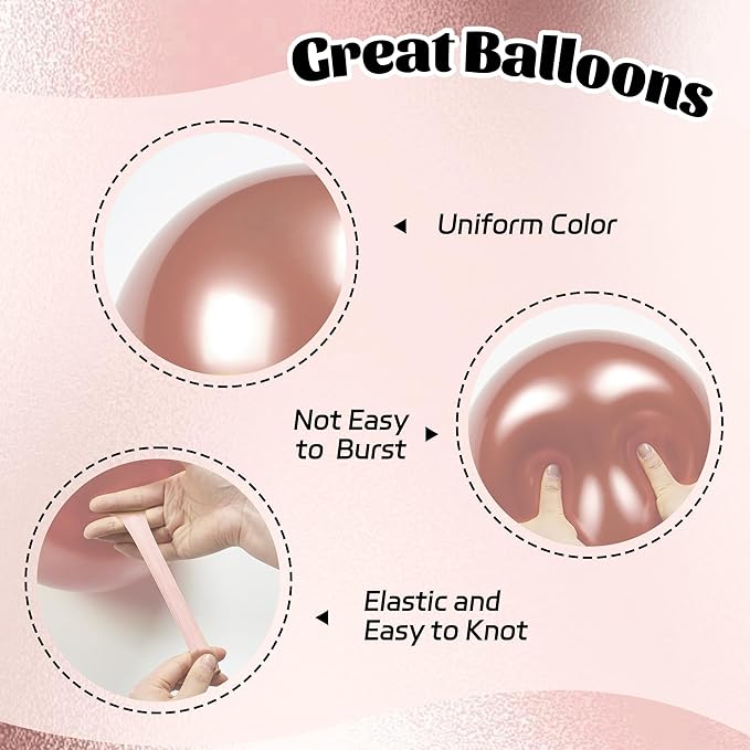 60pcs Rose Gold and Black Balloons 12inch with Rose Gold Confetti