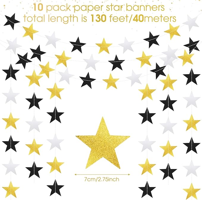 Patelai Glitter Star Garland Banner 2026 Graduation Decor 130 Feet #13