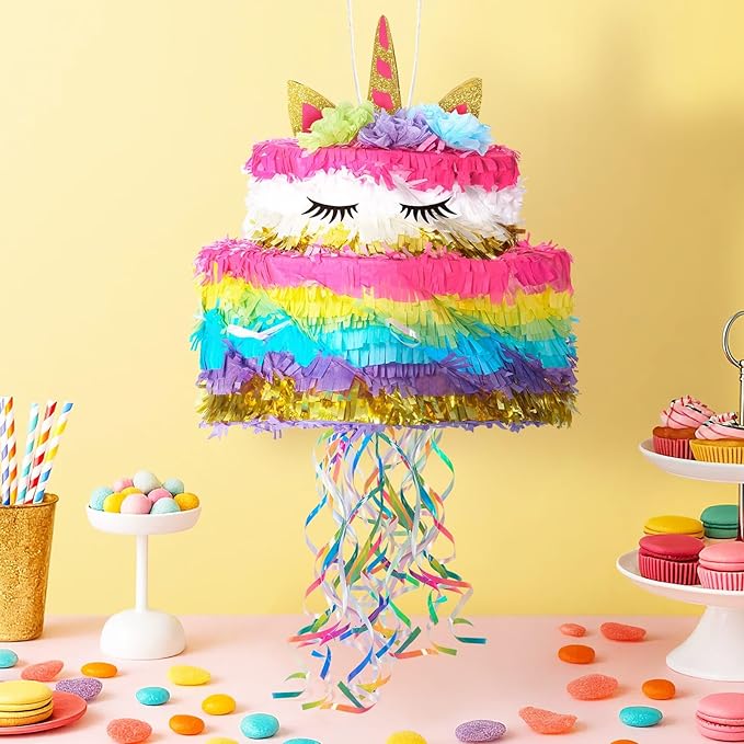 Unicorn Cake Piñata Foldable Unicorn Party Decorations Pink Girl