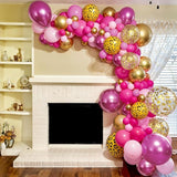 Hot Pink Cheetah Print Balloon Arch Kit 112Pcs Pink Gold Balloon