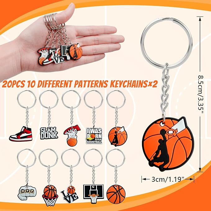 110 Pcs Basketball Party Favors Drawstring Backpack with Keychains