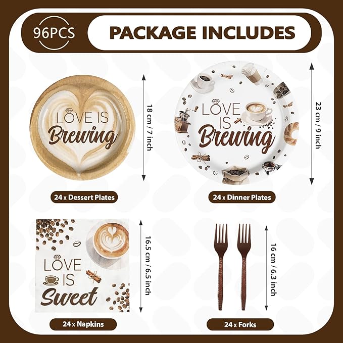 Love is Brewing Bridal Shower Decorations 96Pcs Coffee Themed Bridal