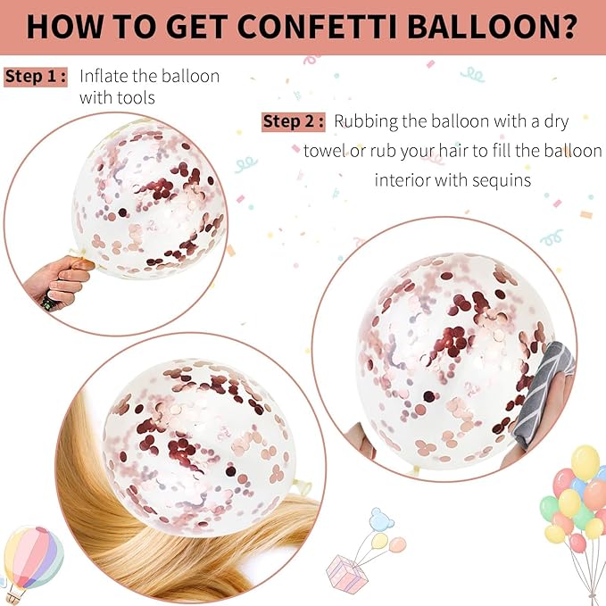 Dagelar Rose Gold Balloons Set, Pearl Champagne Gold Rose Gold and