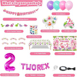 Dinosaur Birthday Party Supplies for 2 Year Old Girl Two Rex Pink