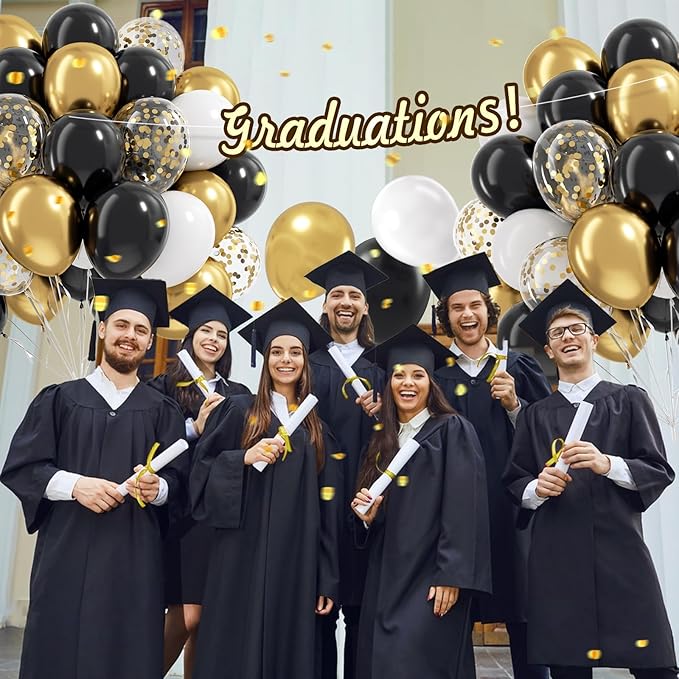 Black White and Gold balloons, 60pcs 12inch Black White Metallic Gold