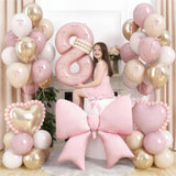 40 Inch Dusty Pink Balloon Number 8, Dusty Blush Pink Gold Cream Beige