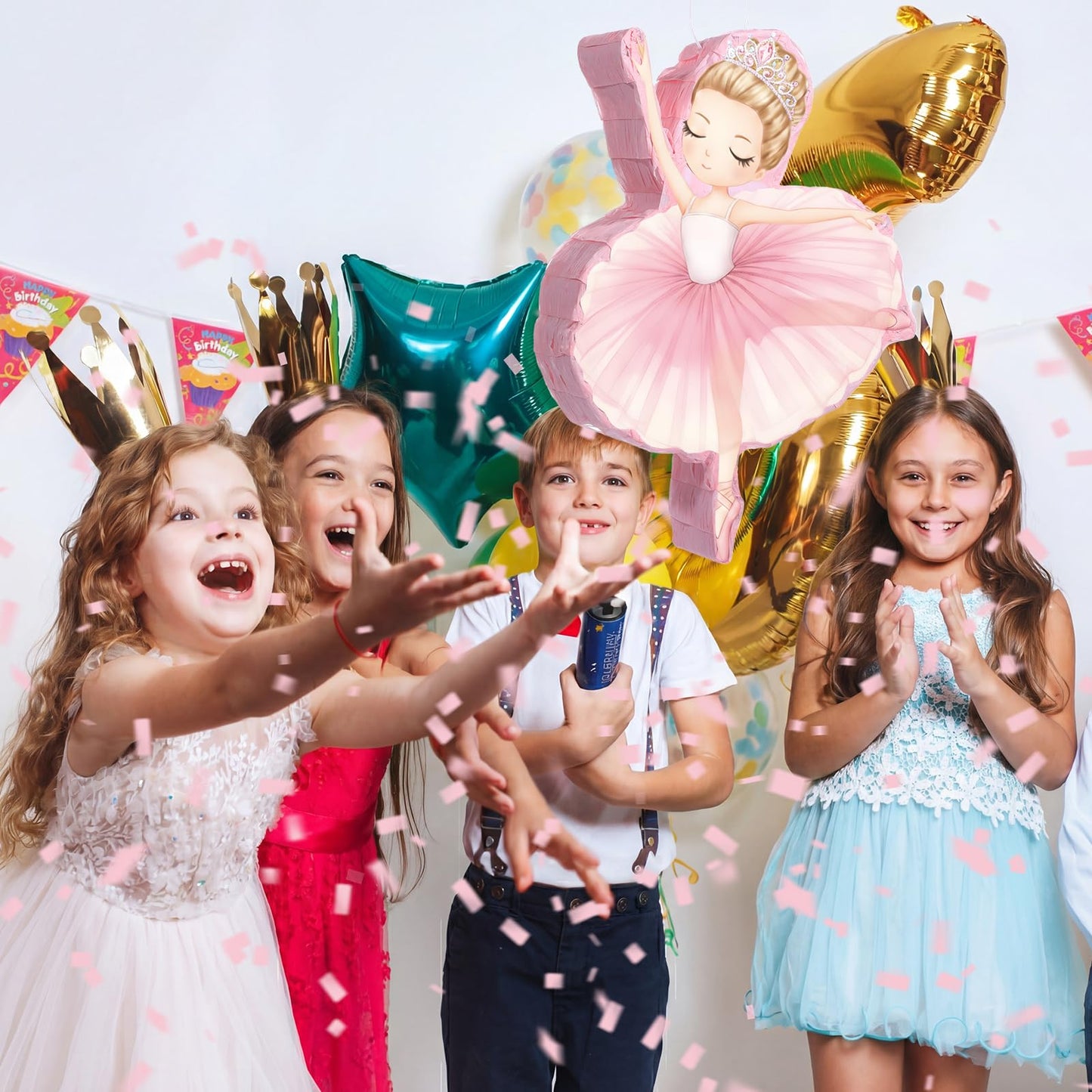 Threan Princess Piñata Fairy Party Decorations Pink Ballet Piñata