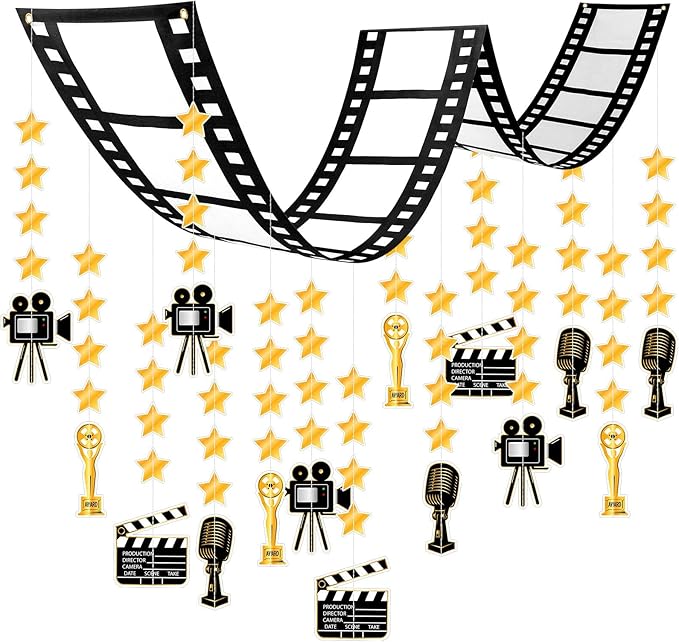 Movie Party Decorations Bulk 12 ft Filmstrip Banner Ceiling Decor