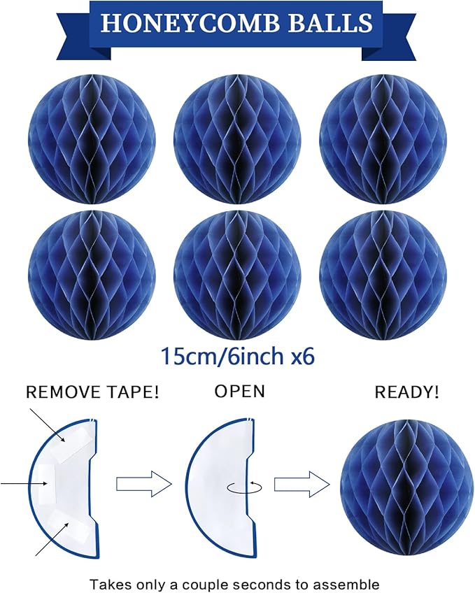 Retirement Party Decorations Kit for Women Men 16 Piece Elegant Blue