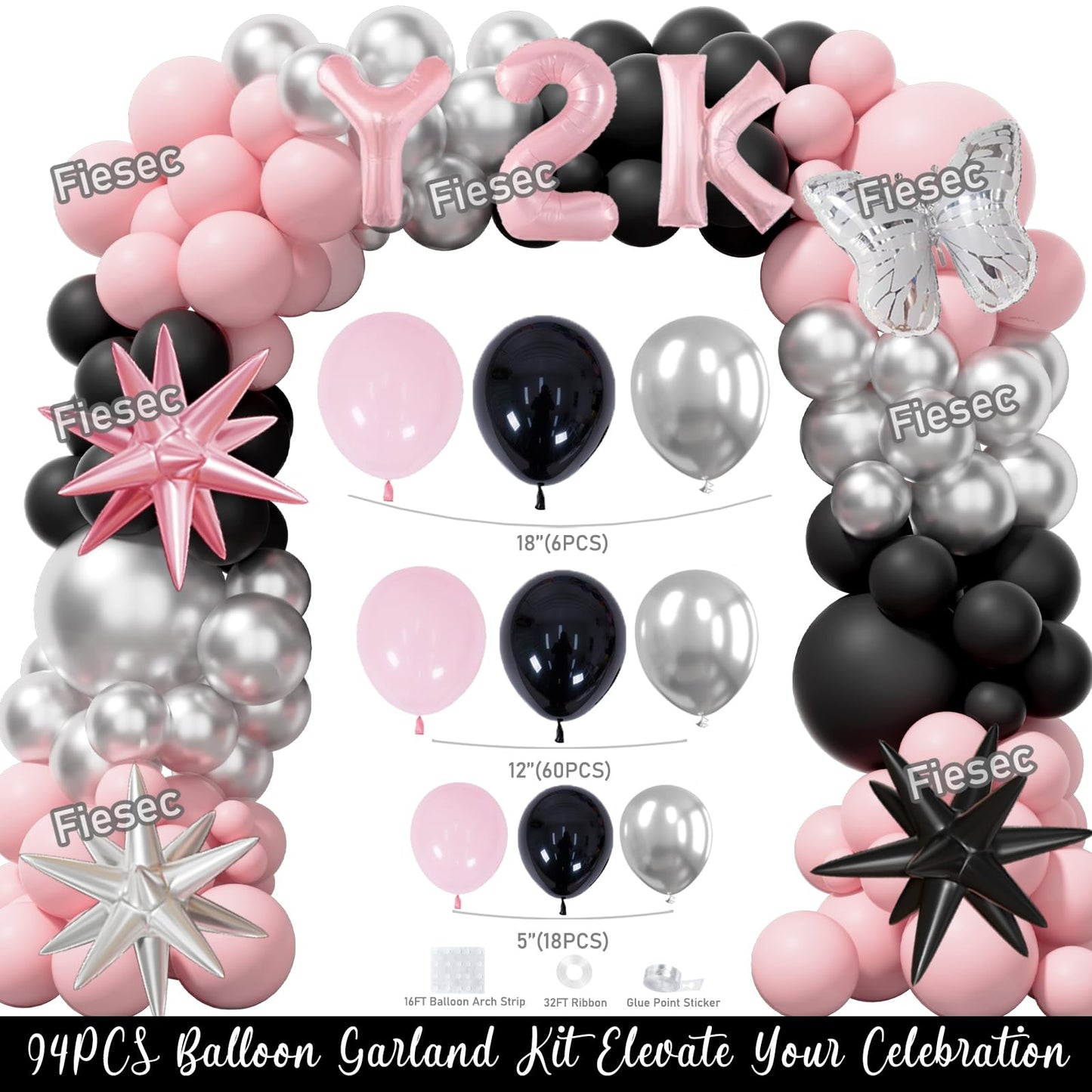 Fiesec Y2k Party Decorations – 109 PCs 2000 the Party Supplies with