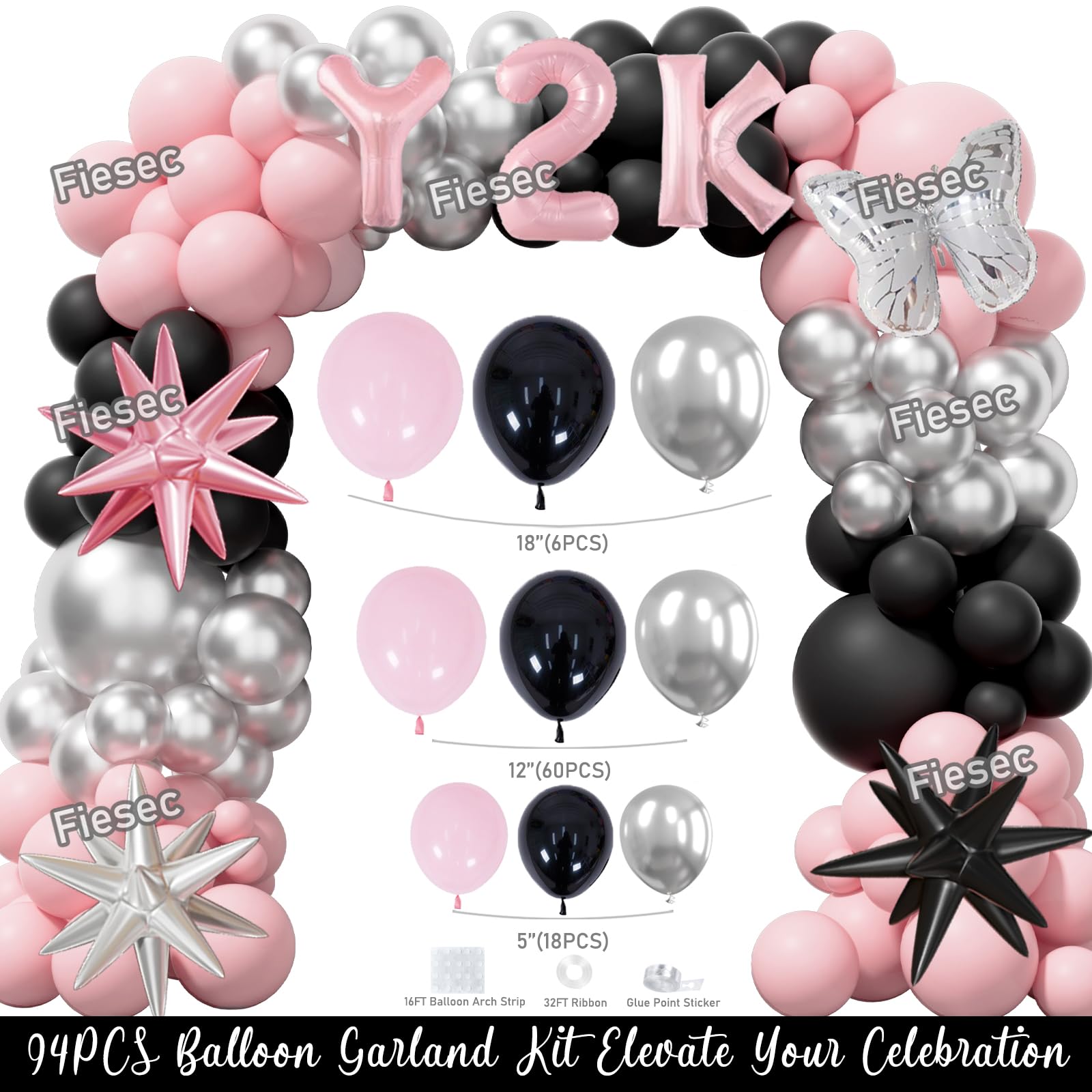 Fiesec Y2k Party Decorations – 109 PCs 2000 the Party Supplies with
