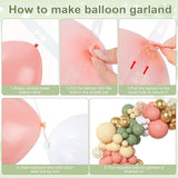 Amandir 153pcs Retro Green Pink Balloon Garland Arch Kit, Different