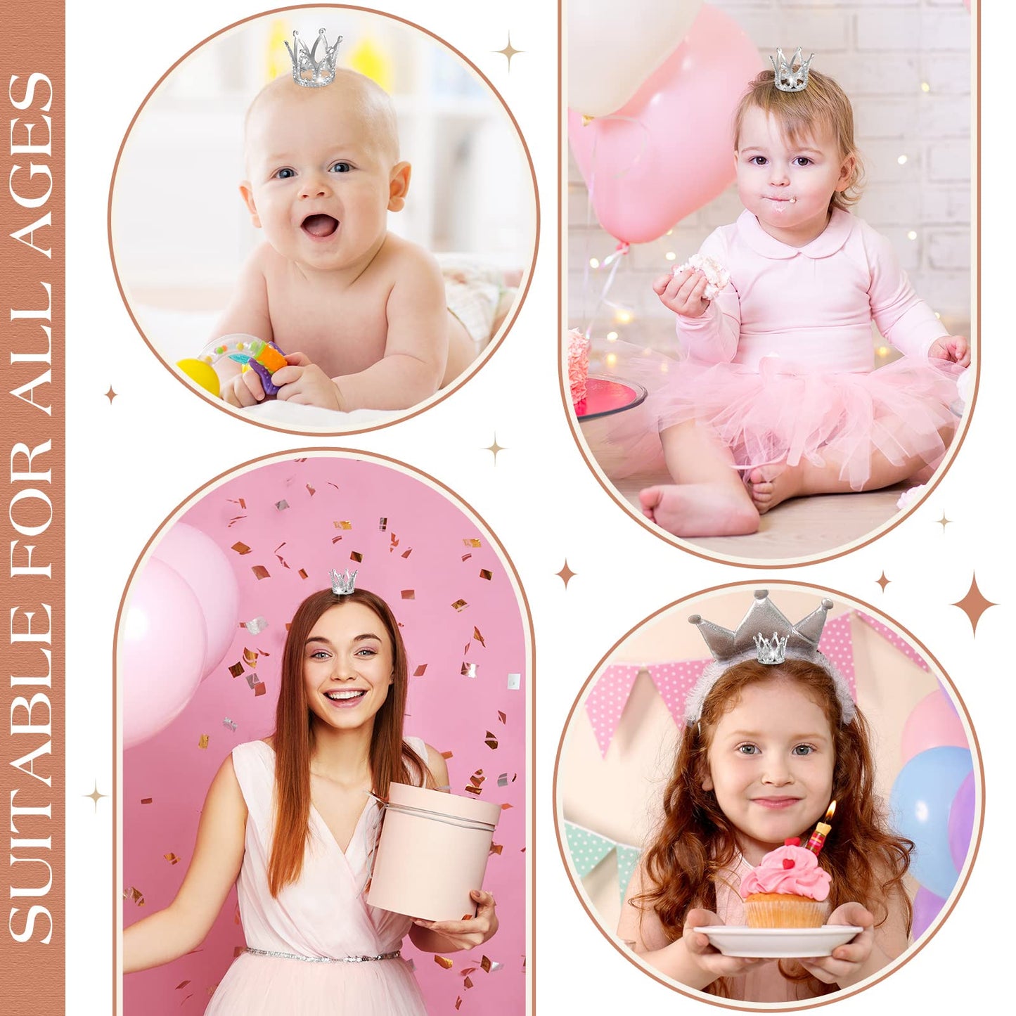 12 Pcs Crown Cake Topper Mini Baby Crown Tiny Queen Small Alloy