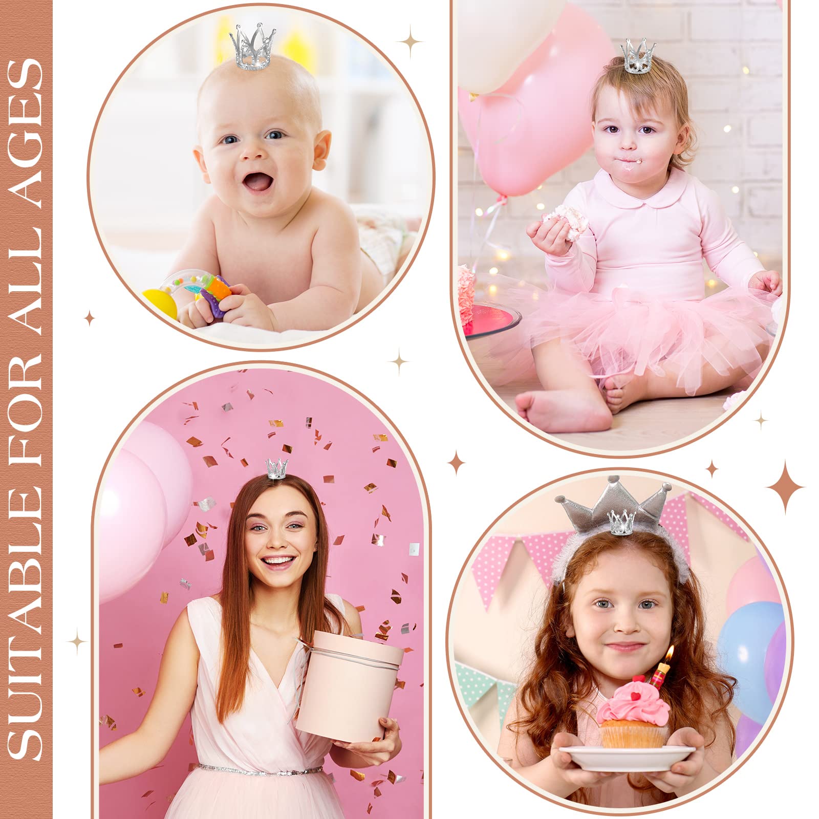 12 Pcs Crown Cake Topper Mini Baby Crown Tiny Queen Small Alloy