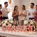 7 Pcs 6.5 Inch Engagement Party Decorations Pink Warm Engaged LED
