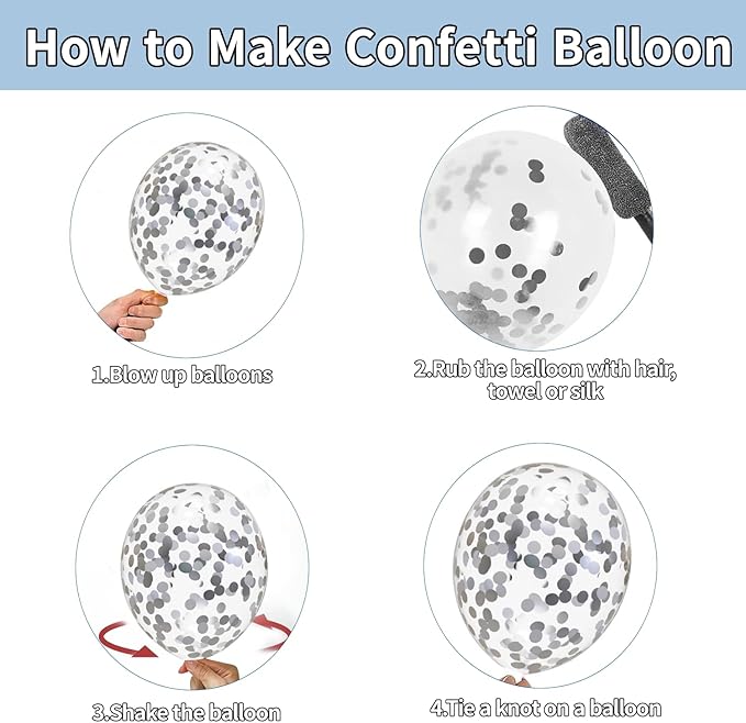 Zesliwy Blue White Silver Balloons Set,50Pcs 12 Inch Metallic Dark