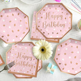 Rose Gold Birthday Party Supplies Disposable Paper Plates Napkins
