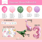 Dinosaur Balloon Garland Arch Kit Pastel Pink green and purple with