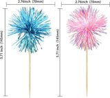 Gyufise 30Pcs Foil Firework Cupcake Toppers Sparkle Tinsel Cake #24