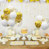 62pcs Gold White Balloons Kit - 12 Inches Gold White Confetti Party