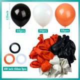 KADBANER Black White Orange Balloons,100 Pack 12 Inch Latex